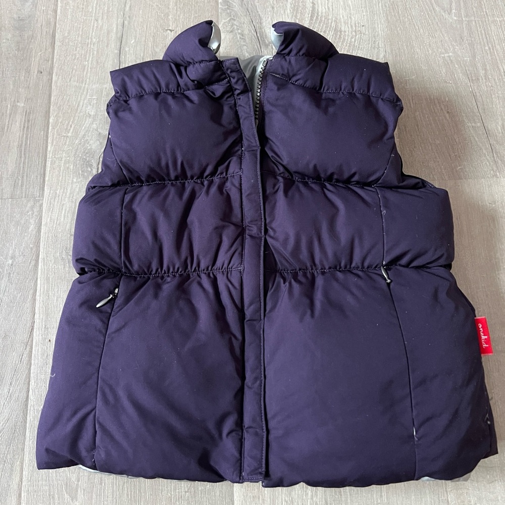OneKid Reversible Purple Silver Puffer Vest Car seat safe